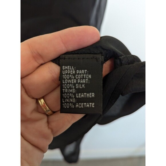 Carmen Marc Valvo Dress Womens 6 Black Silk Leather Lace Whimisgoth Fairy Mature - Picture 10 of 14